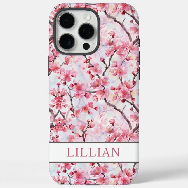 Cherry Blossoms Sakura Monogrammed Case-Mate iPhone Case (Back)