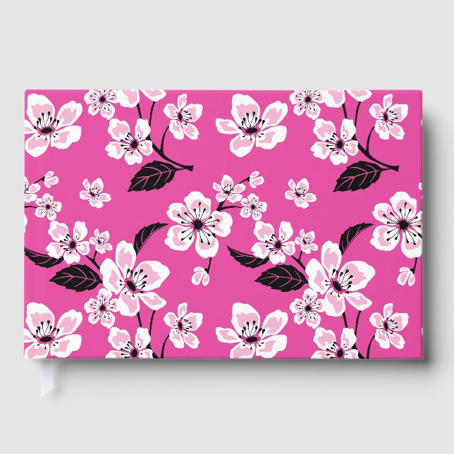CHERRY BLOSSOMS - SAKURA PATTERN IN PINK GUEST BOOK (Front)