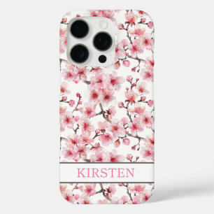 Cherry Blossoms Sakura Pattern Monogrammed iPhone 16 Pro Case