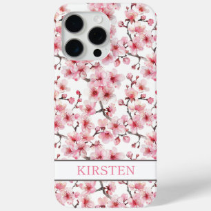 Cherry Blossoms Sakura Pattern Monogrammed iPhone 15 Pro Max Case