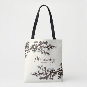 Cherry Blossoms Sakura Wedding Party Tote (black)