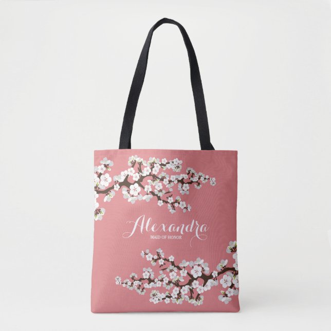 Cherry Blossoms Sakura Wedding Party Tote (rose) (Front)