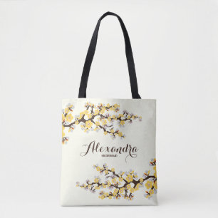Cherry Blossoms Sakura Wedding Party Tote (yellow)