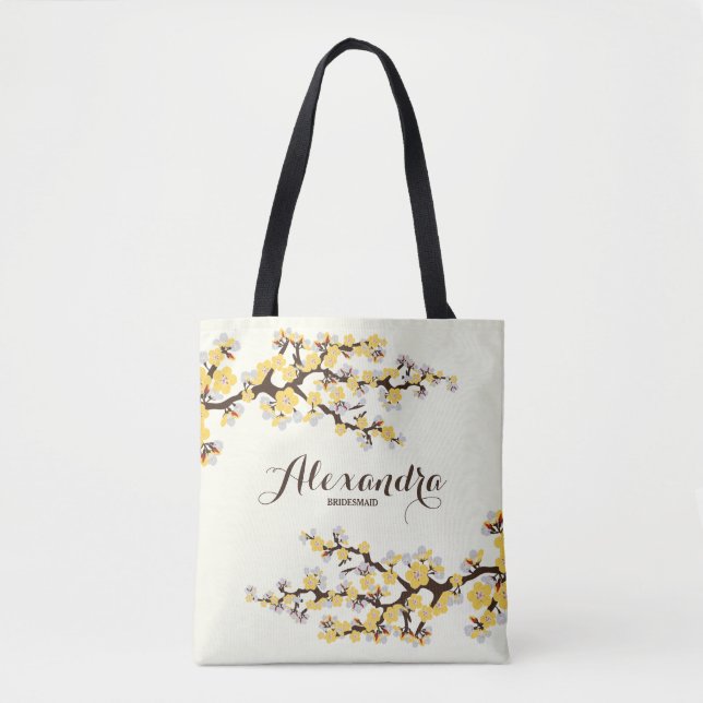 Cherry Blossoms Sakura Wedding Party Tote (yellow) (Front)