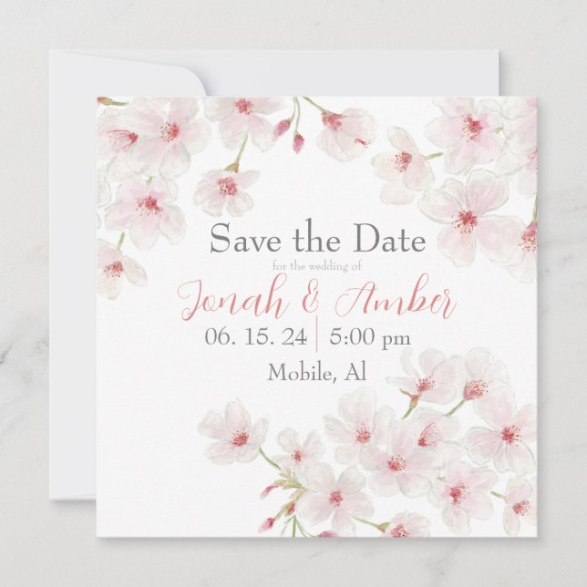 Cherry Blossoms Save The Date (Front)