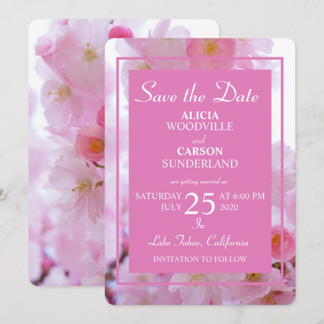 Cherry Blossoms Save the Date Invitation (Front/Back)
