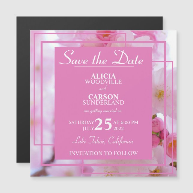 Cherry Blossom's Save the Date Magnetic Invitation (Front/Back)