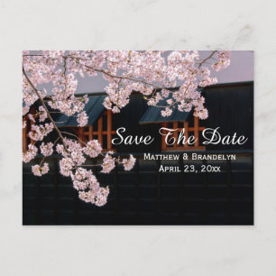 Cherry Blossoms Save The Date Wedding Post Card