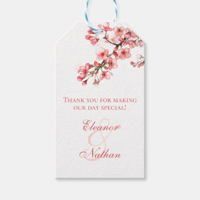 Cherry Blossoms Spring Wedding Gift Tags (Front)