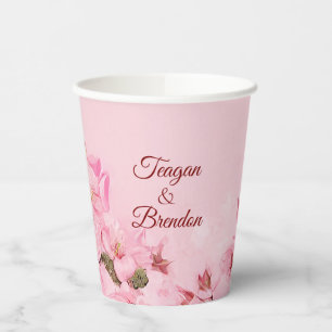 Cherry Blossoms Spring Wedding Paper Cups