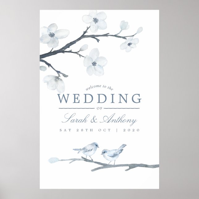 Cherry Blossoms Spring Wedding Welcome Poster (Front)