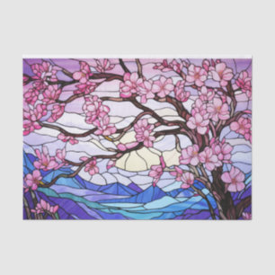Cherry Blossoms Stained Glass Effect Decoupage Tissue Paper