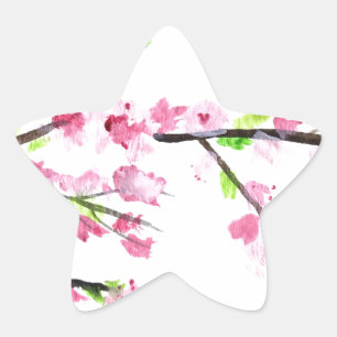 Cherry blossoms star sticker