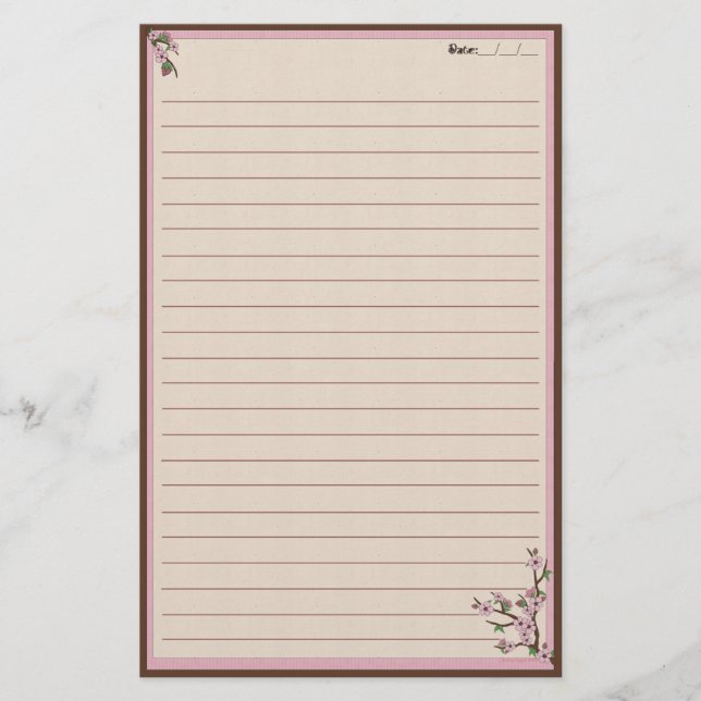 Cherry Blossoms Stationery (Front)