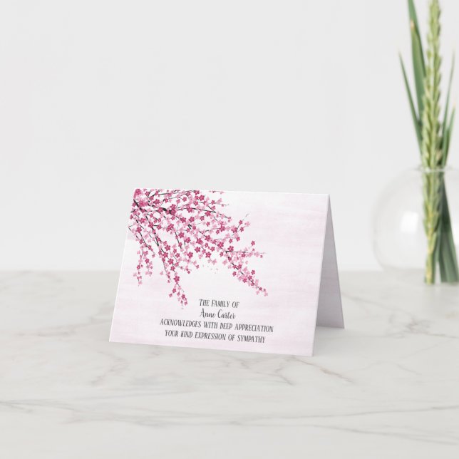 Cherry Blossoms Sympathy Thank You Card (Front)