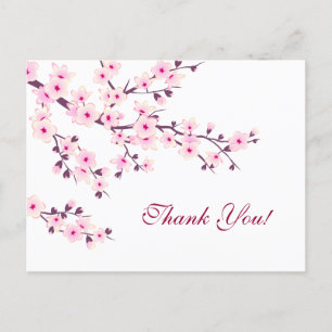 Cherry Blossoms Thank You Floral Postcard