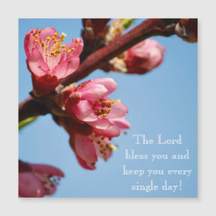 Cherry Blossoms "The Lord Bless You" Magnetic Card