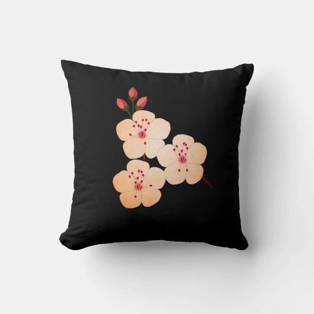 Cherry Blossoms Throw Pillow (Front)