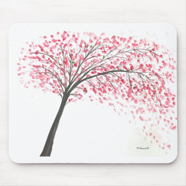 Cherry blossoms tree watercolour mouse mat (Front)