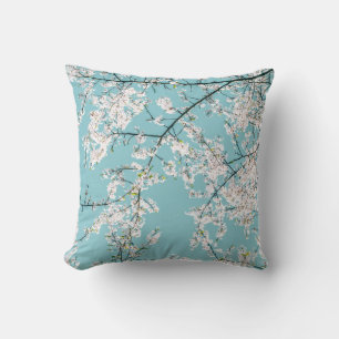 Cherry Blossoms: Turquoise Floral Trend Cushion