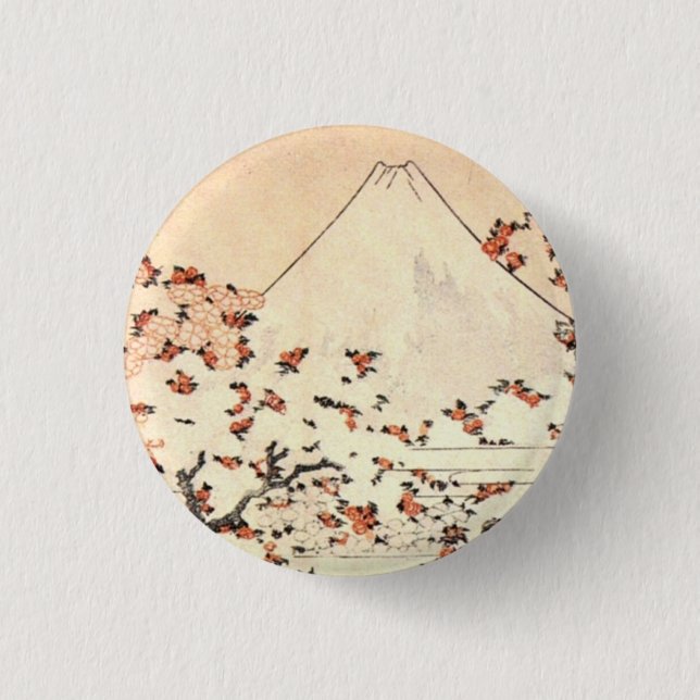 Cherry Blossoms under Mount Fuji 3 Cm Round Badge (Front)