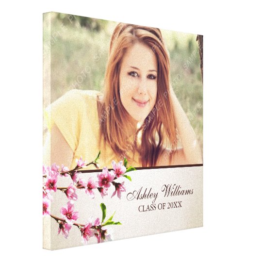 Cherry Blossoms Vintage Tan Senior Graduation Canvas Print