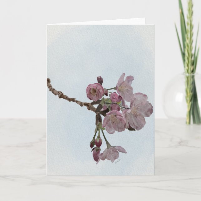 Cherry Blossoms Watercolor Card (Front)