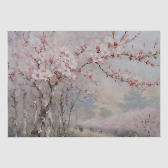 Cherry Blossoms Watercolor Decoupage  Tissue Paper (Front)