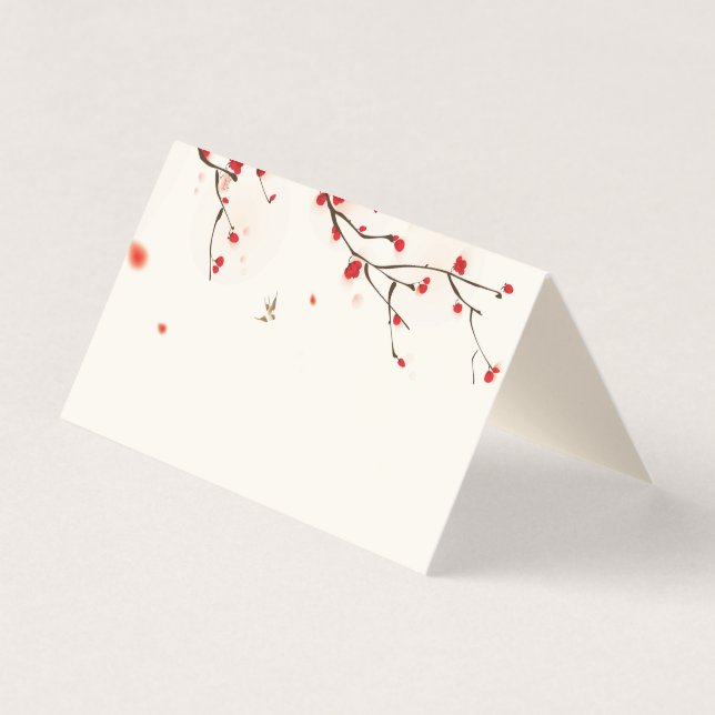 Cherry Blossoms Watercolor Table Place Card (Front)