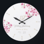 Cherry Blossoms Watercolor Wedding Anniversary Large Clock<br><div class="desc">A modern, elegant, personalised wedding anniversary keepsake clock featuring watercolor pink cherry blossoms, modern typography and the words "Wedding Anniversary" in elegant calligraphy. A nice custom wedding gift or wedding anniversary for a young - and young at heart - couple celebrating their 1st, 3rd, 5th, 10th, 25th or 50th anniversary....</div>