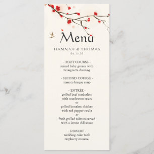 Cherry Blossoms Watercolor Wedding Menu