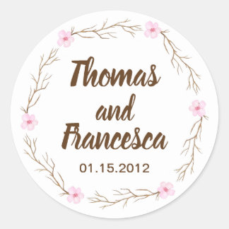 Cherry Blossoms Watercolor Wedding Sticker