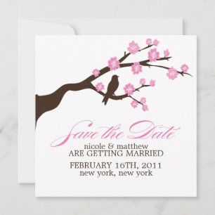 Cherry Blossoms Wedding Announcements