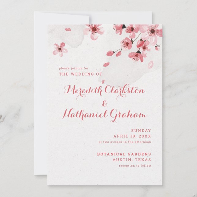Cherry Blossoms Wedding Invitation (Front)