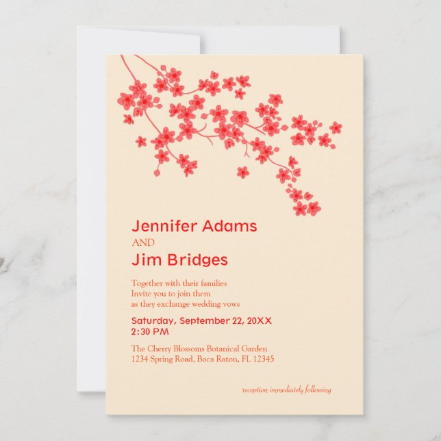 Cherry Blossoms Wedding Invitation (Front)