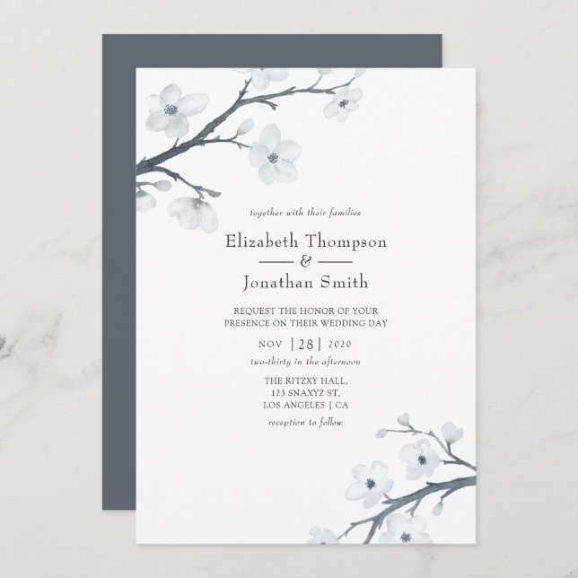 Cherry Blossoms Wedding Invitation (Front/Back)