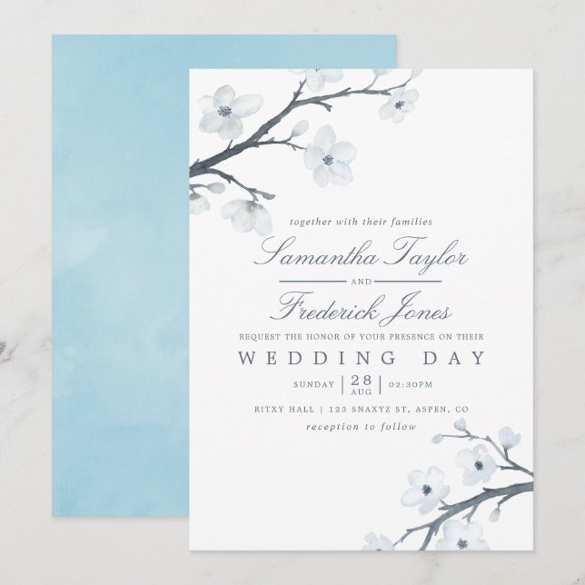 Cherry Blossoms Wedding Invitation (Front/Back)