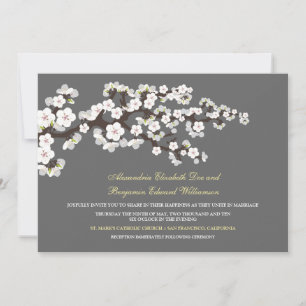 Cherry Blossoms Wedding Invitation (platinum)