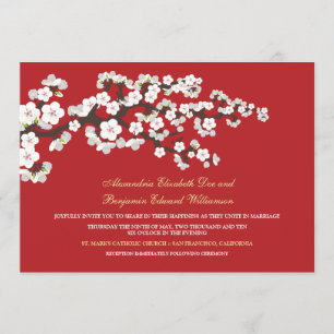 Cherry Blossoms Wedding Invitation (red)