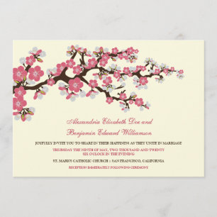 Cherry Blossoms Wedding Invitation (rose pink)