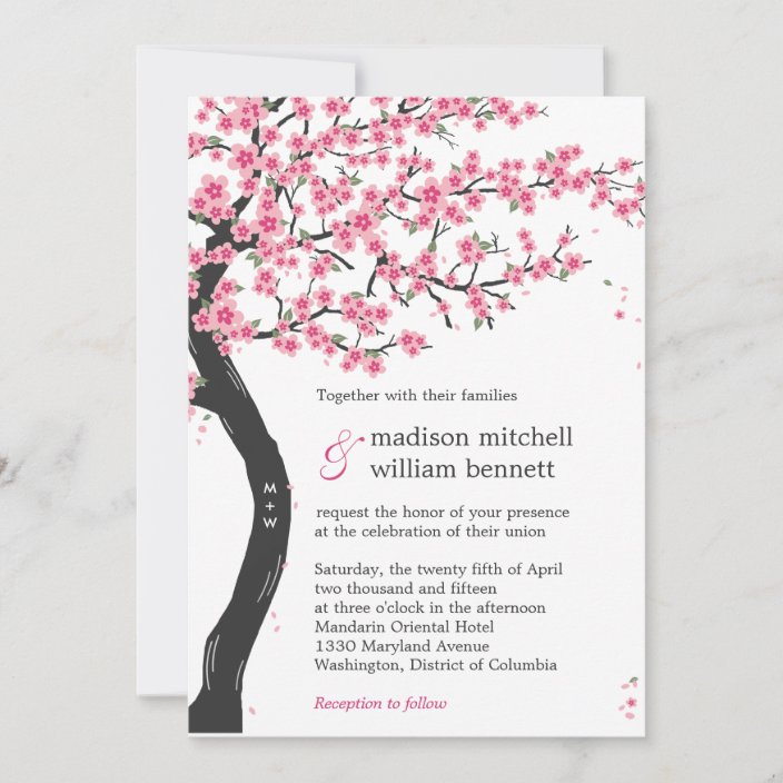 Cherry Blossoms Wedding Invitations | Zazzle.co.uk