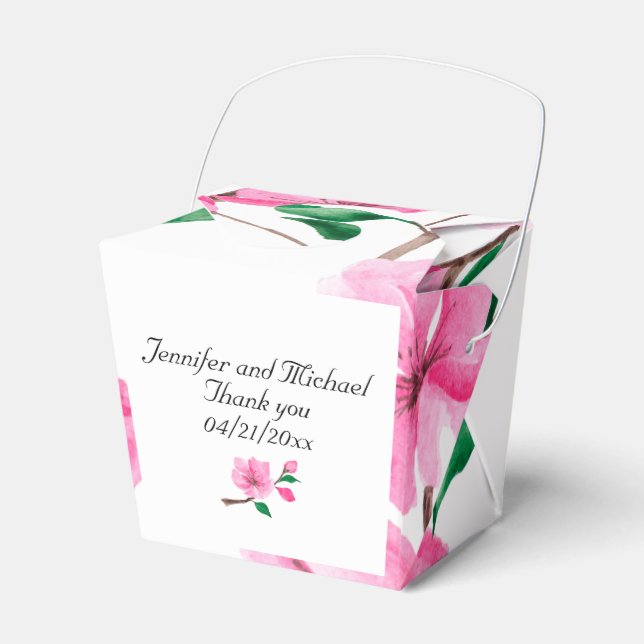 Cherry Blossoms Wedding Personalise Thank You Favour Box (Front Side)