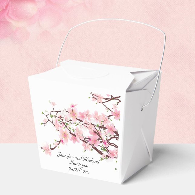 Cherry Blossoms Wedding Personalise Thank You Favour Box (Creator Uploaded)