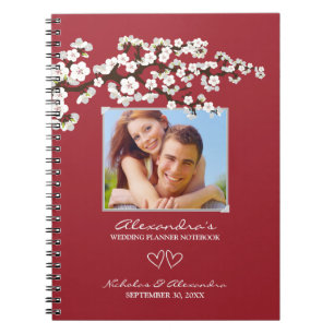 Cherry Blossoms Wedding Planner Notebook (aqua)