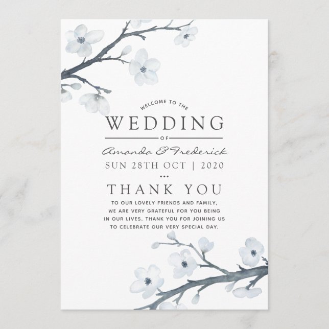 Cherry Blossoms Wedding Programme (Front)