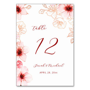 Cherry Blossoms Wedding Table Number