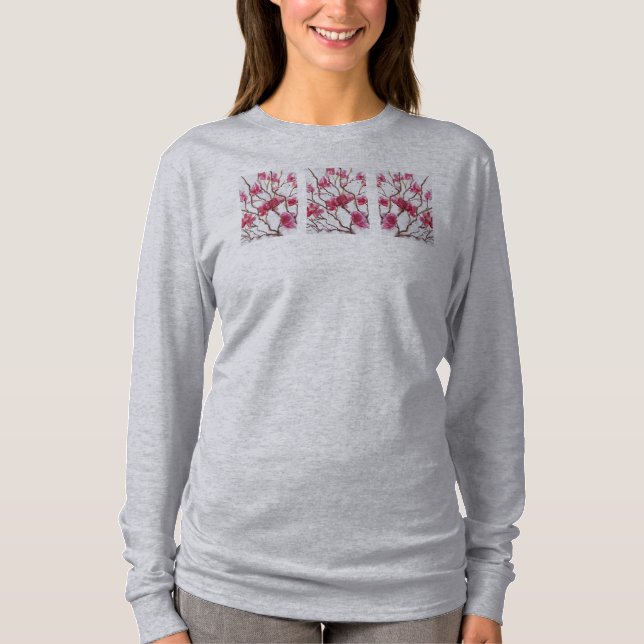 Cherry Blossoms Womens Long Sleeve T-Shirt (Front)