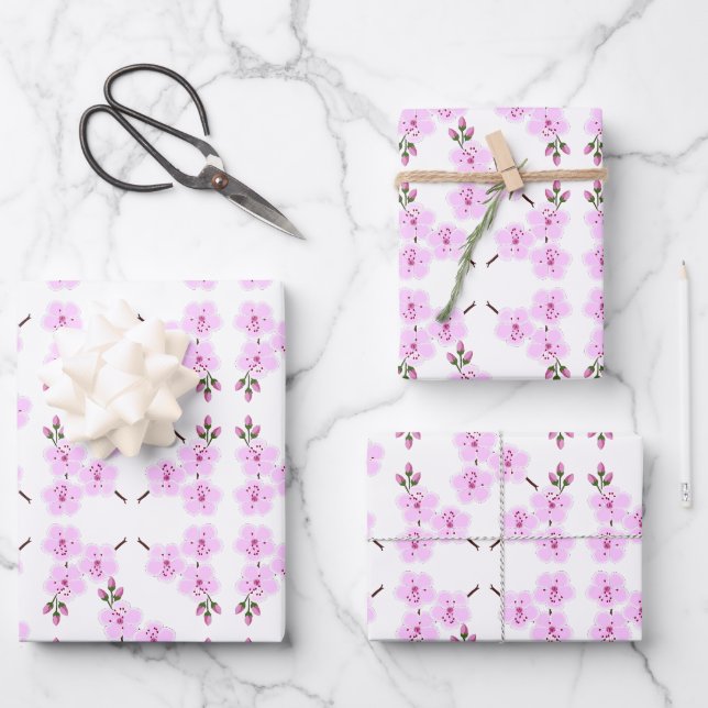 Cherry Blossoms Wrapping Paper Sheets (Front)