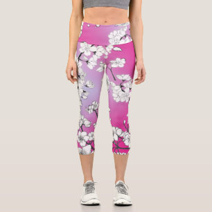 Cherry Blossoms Yoga Skinny Fit Sakura YOGA L Capri Leggings