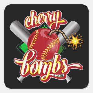 Cherry Bombs Logo Softball Parents Glendora Gear Square Sticker